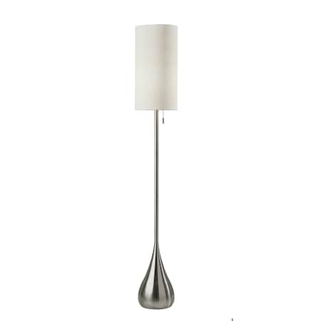 Homeroots Brushed Steel Metal Teardrop Base Floor Lamp 372483